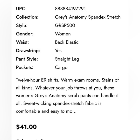 88) NWT GREY'S ANATOMY BYBARCO Spandex Stretch Kim Straight Leg Pant - Picture 16 of 16